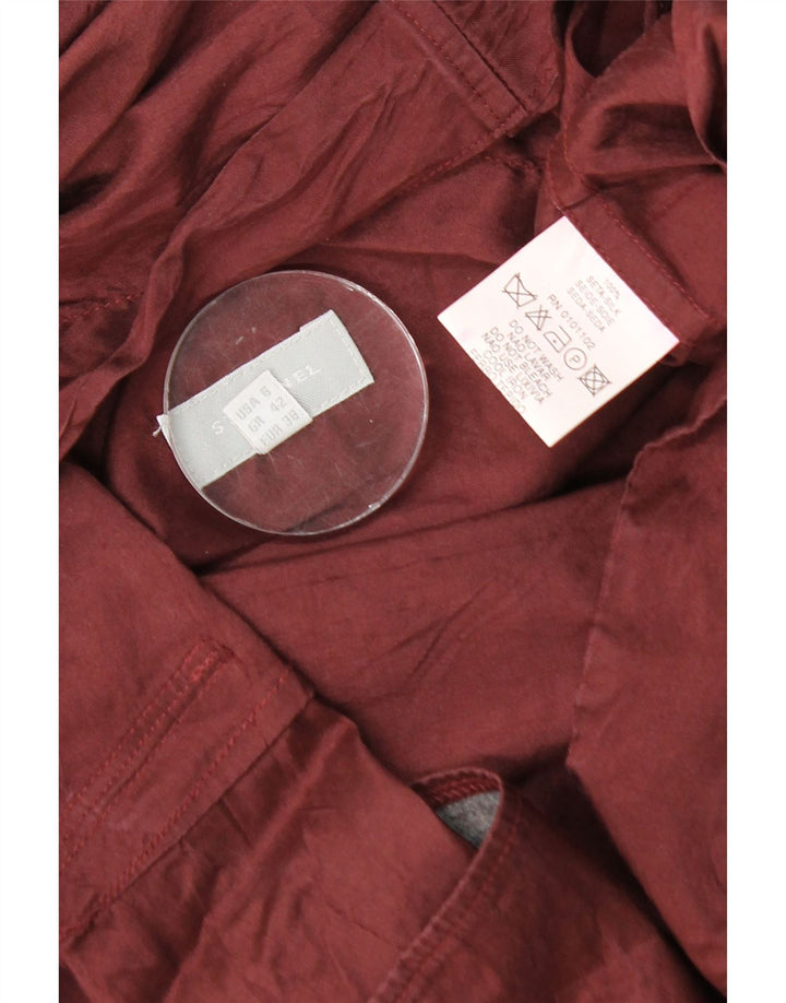 STEFANEL Womens Cardigan Top EU 38 Medium Maroon Silk