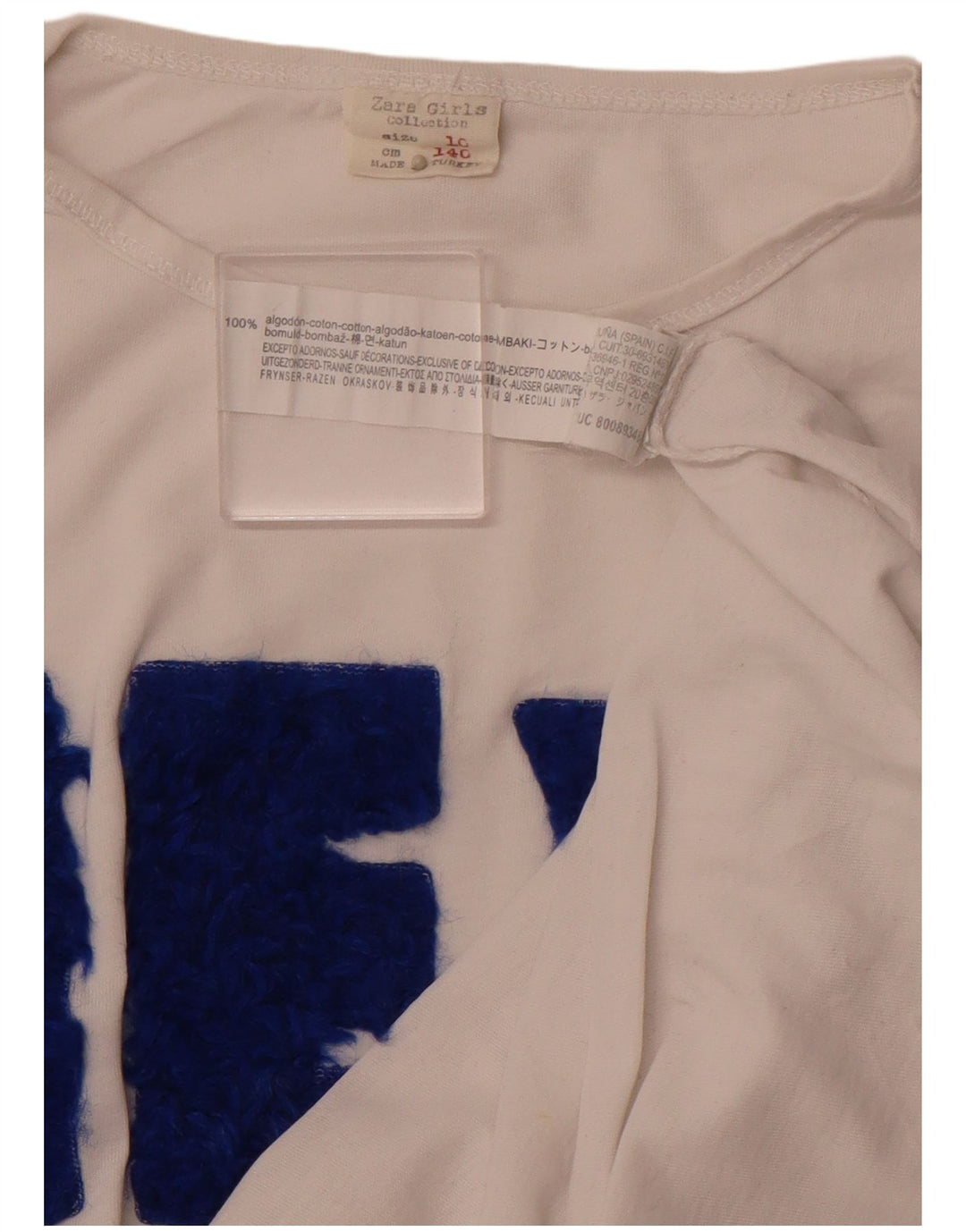 Dziewczęcy graficzny top ZARA z długim rękawem 9-10 lat, biała bawełna