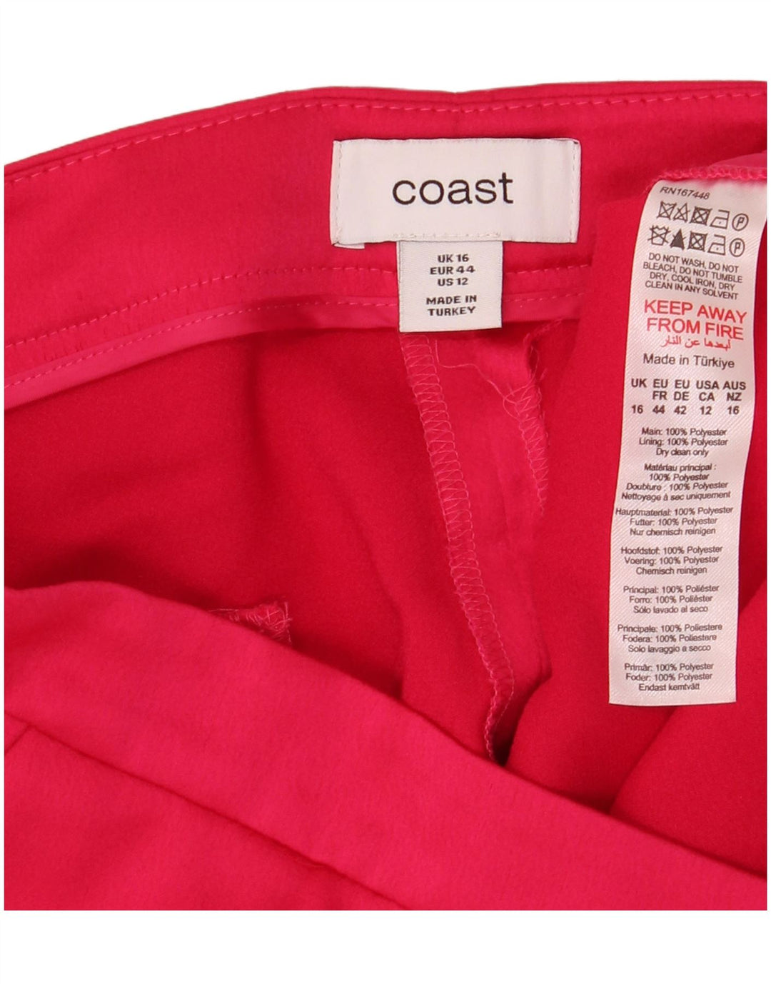 Damskie spodnie Chino typu Bootcut Coast UK 16 Large W36 L32 Różowy poliester