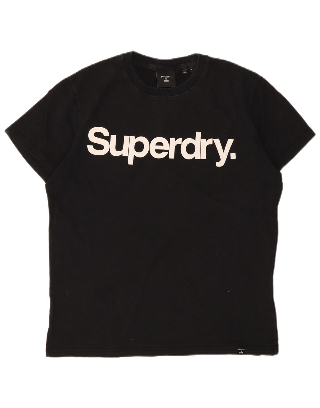 Damska koszulka z grafiką SUPERDRY Top UK 16, duża, czarna, bawełniana
