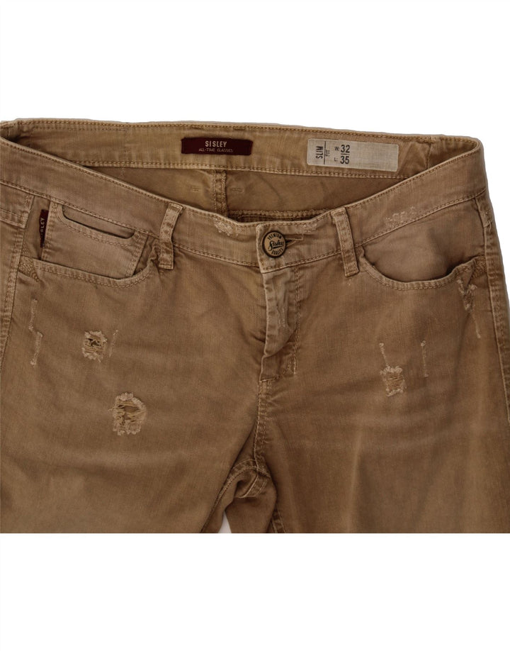 SISLEY Womens Distressed Slim Jeans W32 L35  Brown Vintage Sisley and Second-Hand Sisley from Messina Hembry 