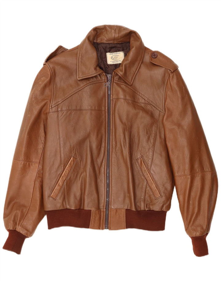 Męska skórzana kurtka wojskowa VINTAGE UK 40 duża brązowa skóra