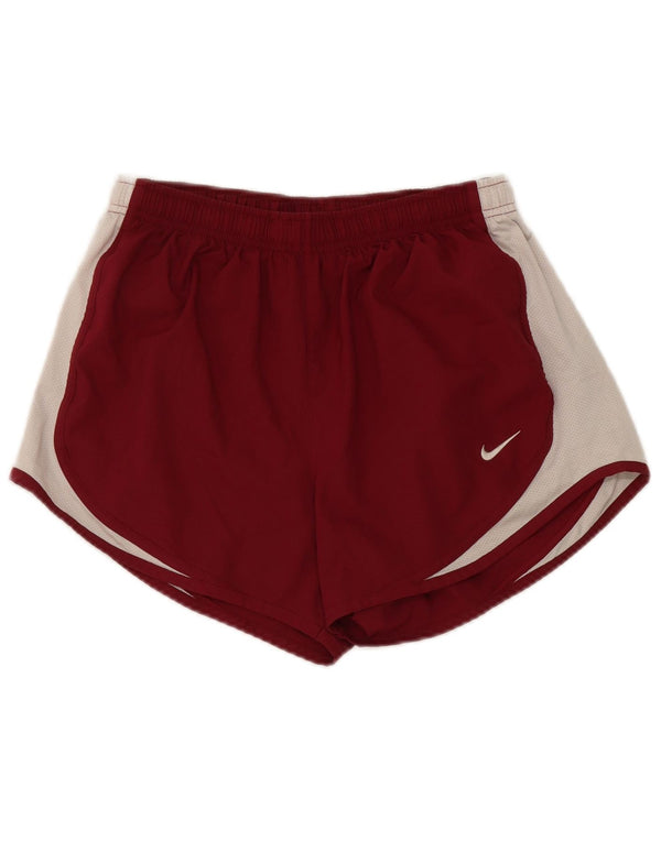 Damskie spodenki sportowe Nike Dri Fit UK 10, mały, bordowy poliester z blokami kolorów