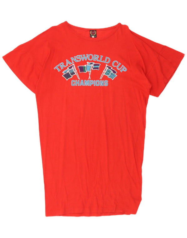 Damska koszulka oversize w stylu vintage z grafiką IT 42 Średnia czerwona bawełna