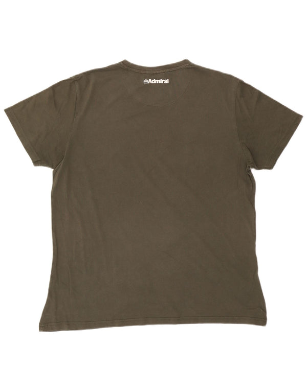 Męski T-shirt z grafiką ADMIRAL, XL, khaki, w kwiaty