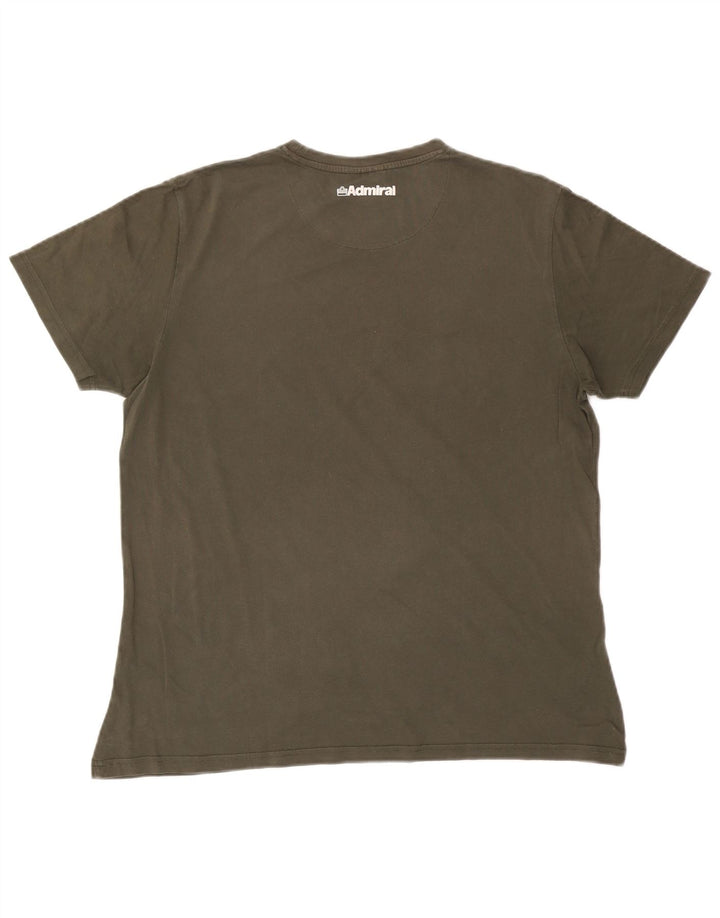 Męski T-shirt z grafiką ADMIRAL, XL, khaki, w kwiaty