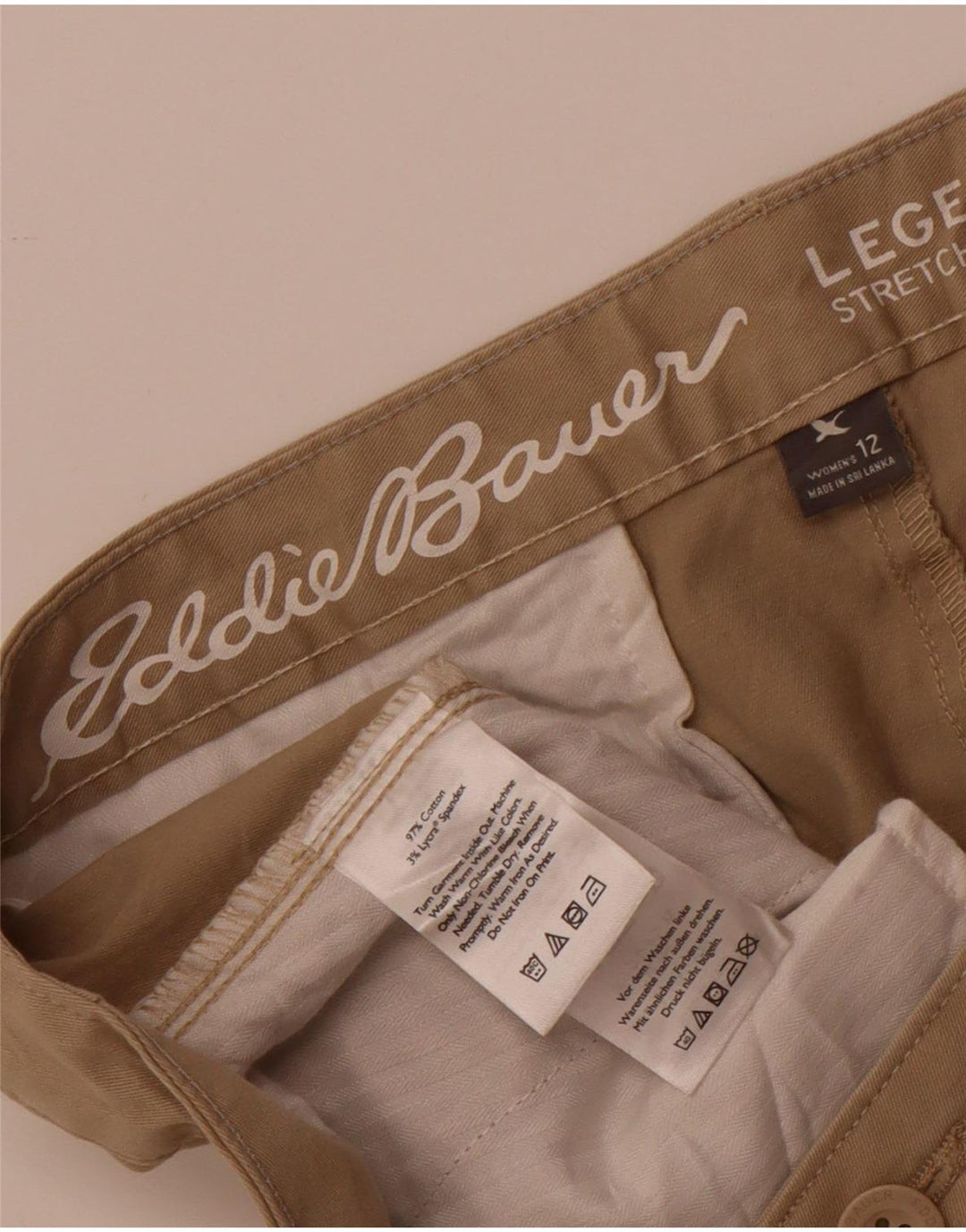 Damskie spodenki Chino Eddie Bauer US 12 Large W34 Beżowa bawełna