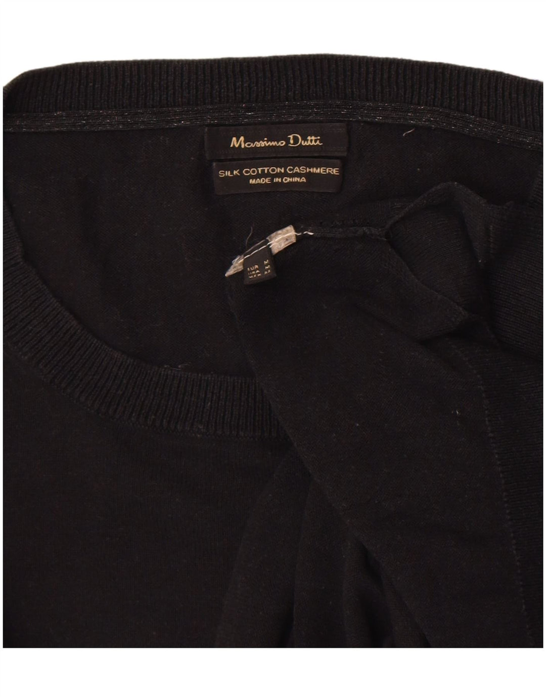 Sweter damski Massimo Dutti z okrągłym dekoltem, UK 14, średni czarny, bawełniany