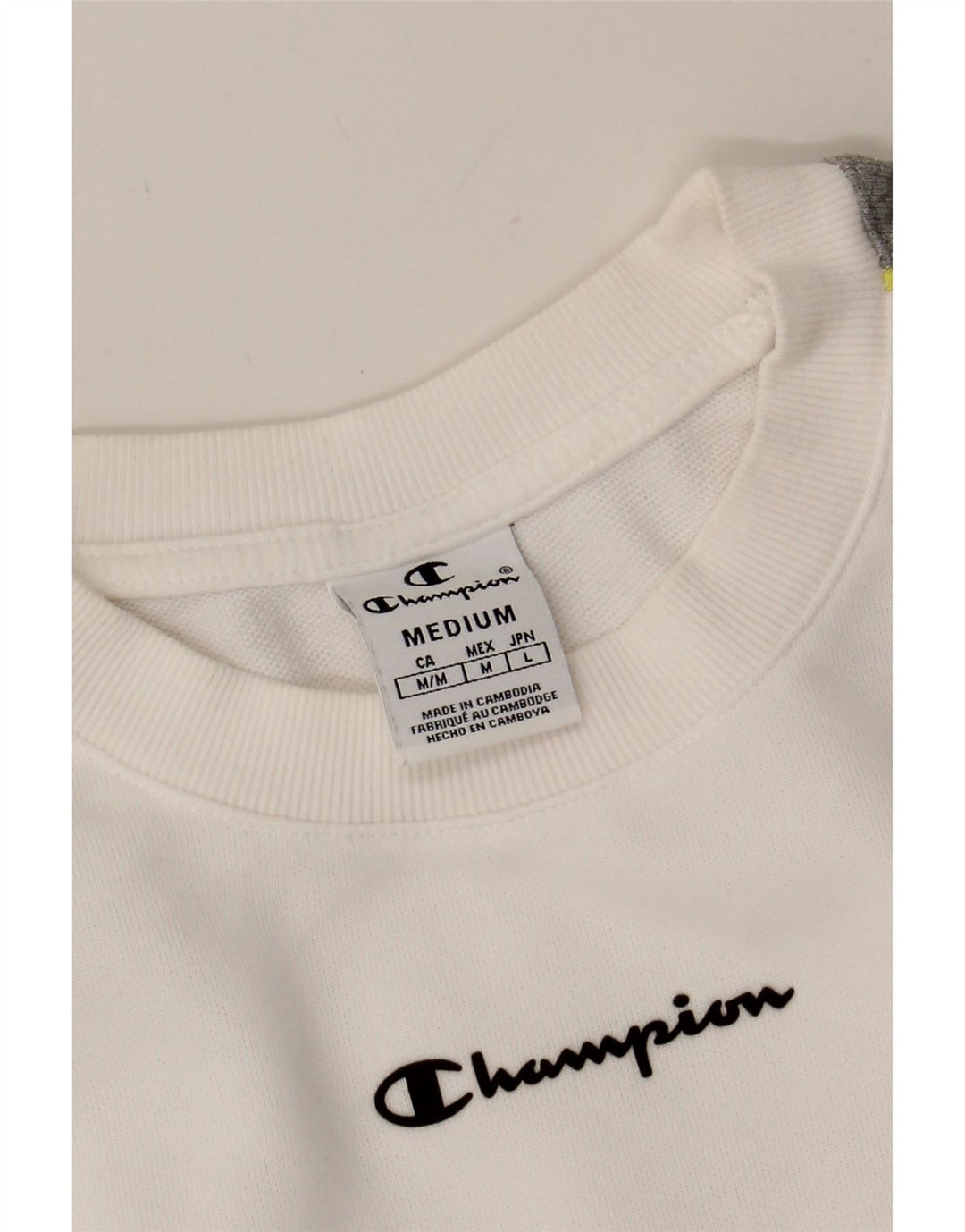 CHAMPION Womens Sweatshirt Jumper UK 14 Medium White Colourblock Vintage Champion and Second-Hand Champion from Messina Hembry 
