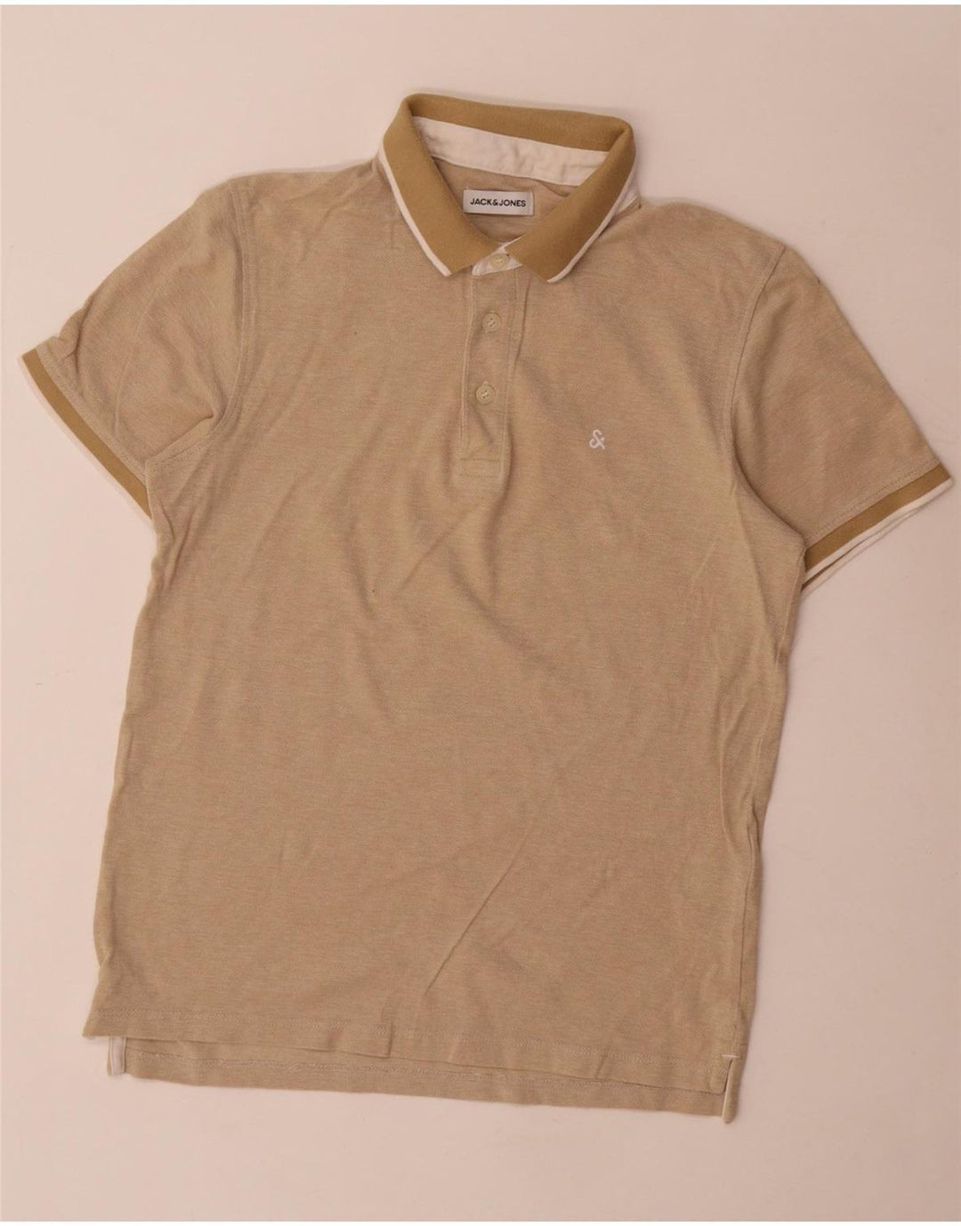 Męska koszulka polo Jack & Jones, mała, beżowa, bawełniana