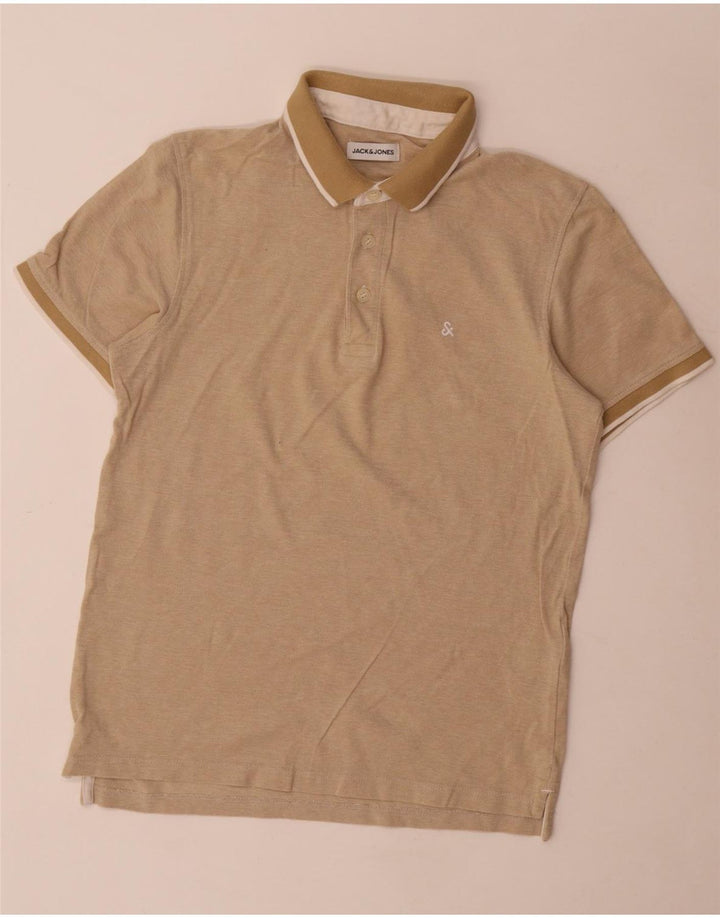Męska koszulka polo Jack & Jones, mała, beżowa, bawełniana