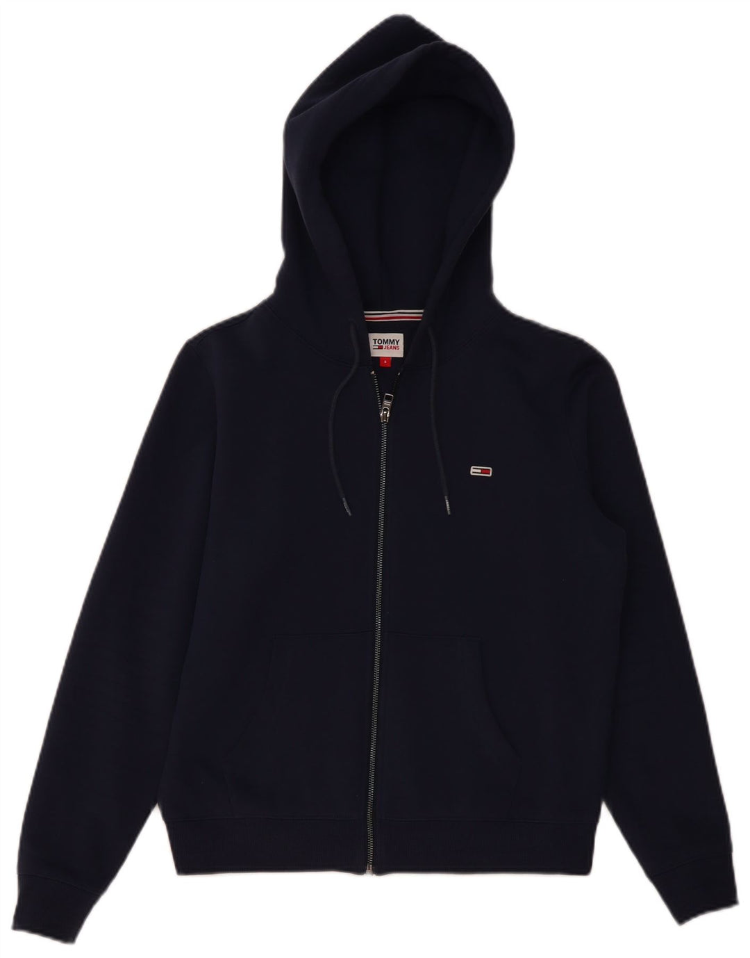 Damski sweter oversize z kapturem i zamkiem błyskawicznym TOMMY HILFIGER UK 10, mały, granatowy
