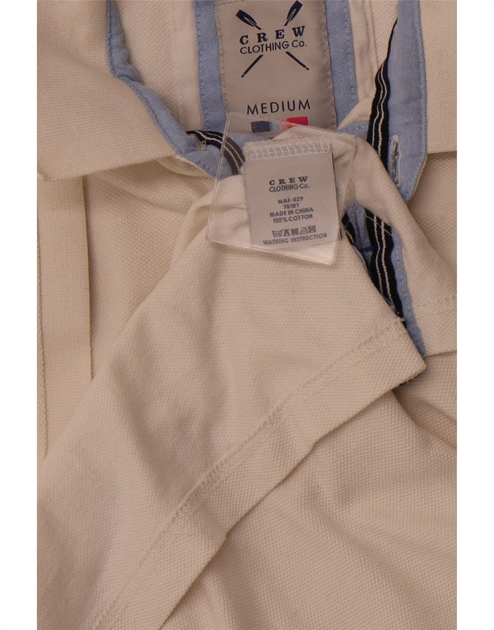 CREW CLOTHING Męska koszulka polo z grafiką, średnia biała bawełna