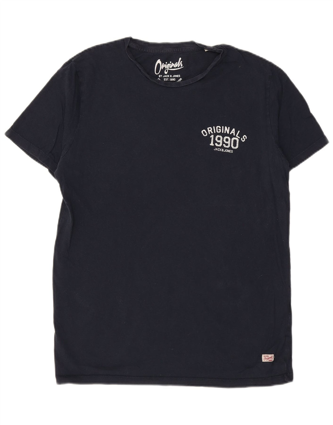 Męska koszulka z grafiką JACK & JONES, duża, granatowa, bawełniana
