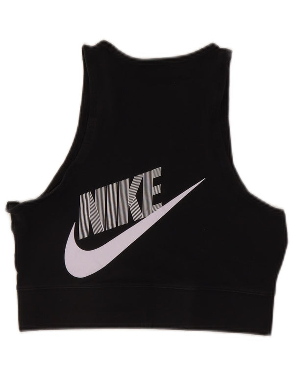 Damski top biustonoszowy Nike UK 12, średni czarny, bawełniany