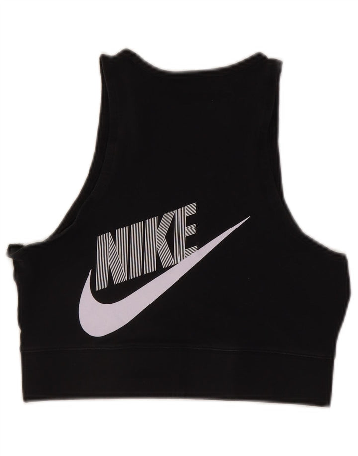 Damski top biustonoszowy Nike UK 12, średni czarny, bawełniany