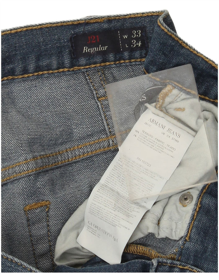 Armani Jeans Męskie regularne proste dżinsy W33 L30 Niebieska bawełna