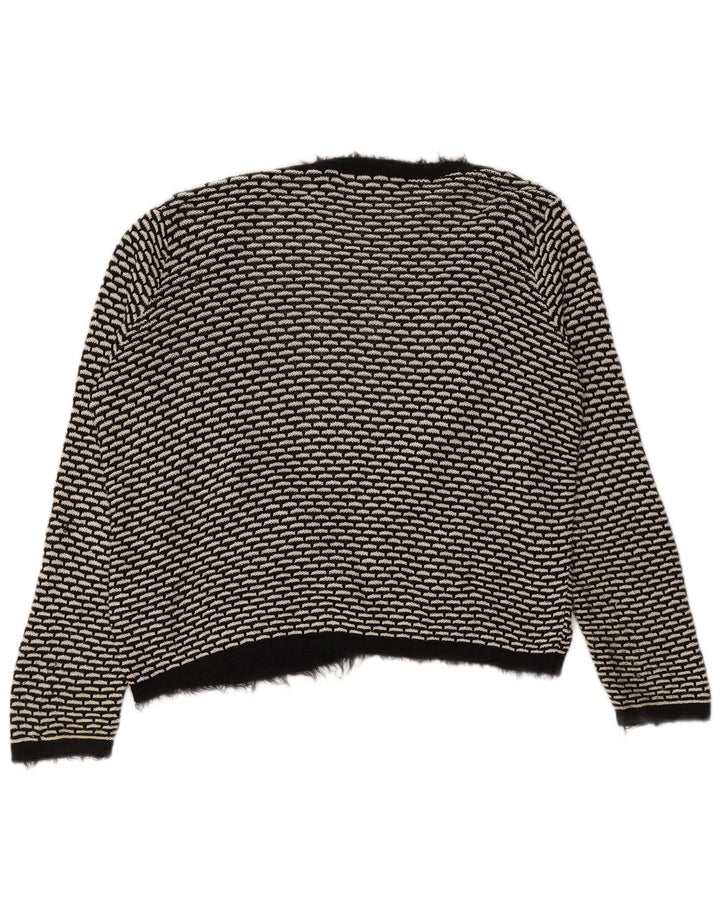 Marks & Spencer Damski sweter rozpinany UK 14, duży, czarny, geometryczny