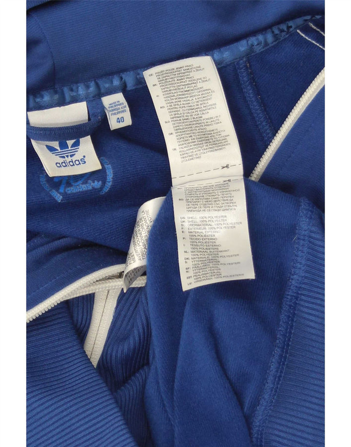 Damska bluza z kapturem i zamkiem błyskawicznym Adidas EU 40 Średni niebieski poliester sportowy