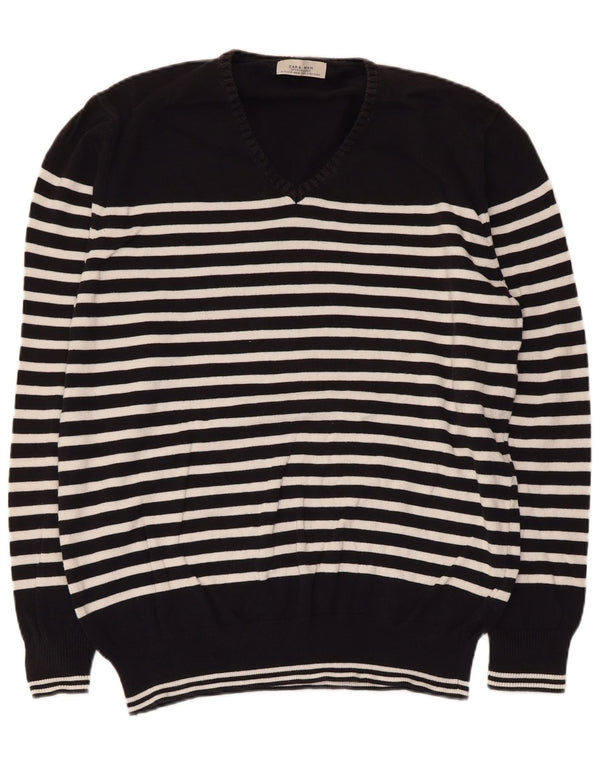 Męski sweter Zara z dekoltem w kształcie litery V, XL, w czarne paski