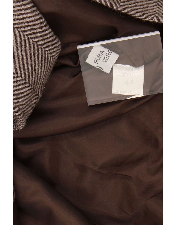 Płaszcz damski w stylu vintage IT 44 Średni brązowa wełna Chevron