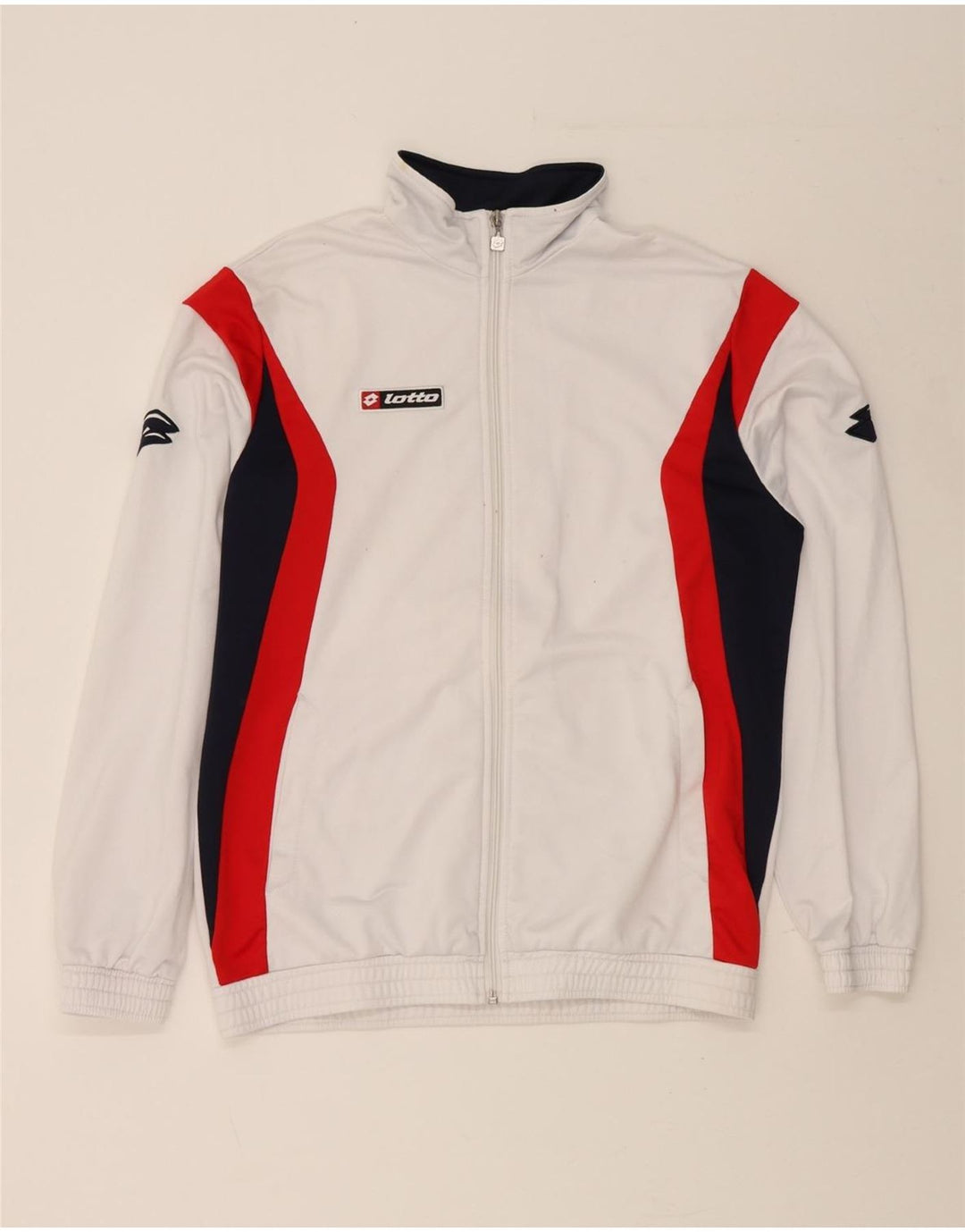 LOTTO Boys Tracksuit Top Jacket 15-16 Years XL White Colourblock Polyester Vintage Lotto and Second-Hand Lotto from Messina Hembry 