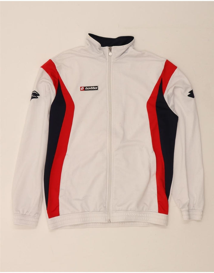 LOTTO Boys Tracksuit Top Jacket 15-16 Years XL White Colourblock Polyester Vintage Lotto and Second-Hand Lotto from Messina Hembry 