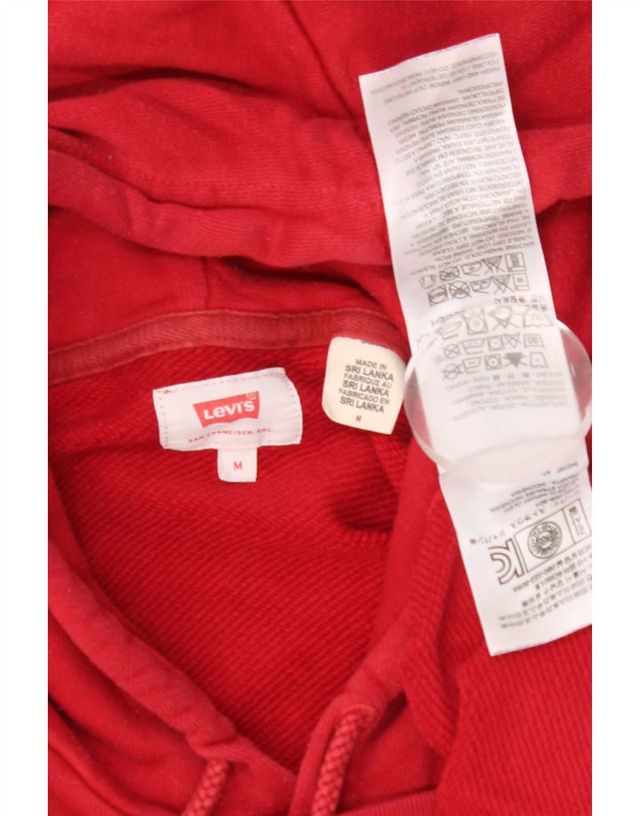 Męski sweter z kapturem Levi's z grafiką, średnio czerwony, bawełniany