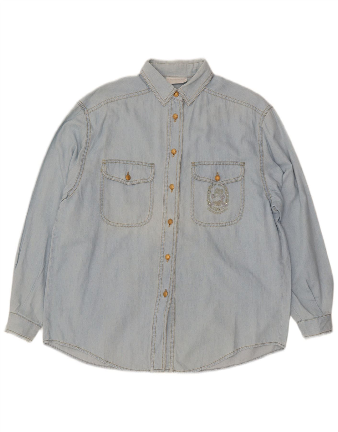 Damska koszula dżinsowa oversize Roccobarocco IT 42, średnia niebieska bawełna