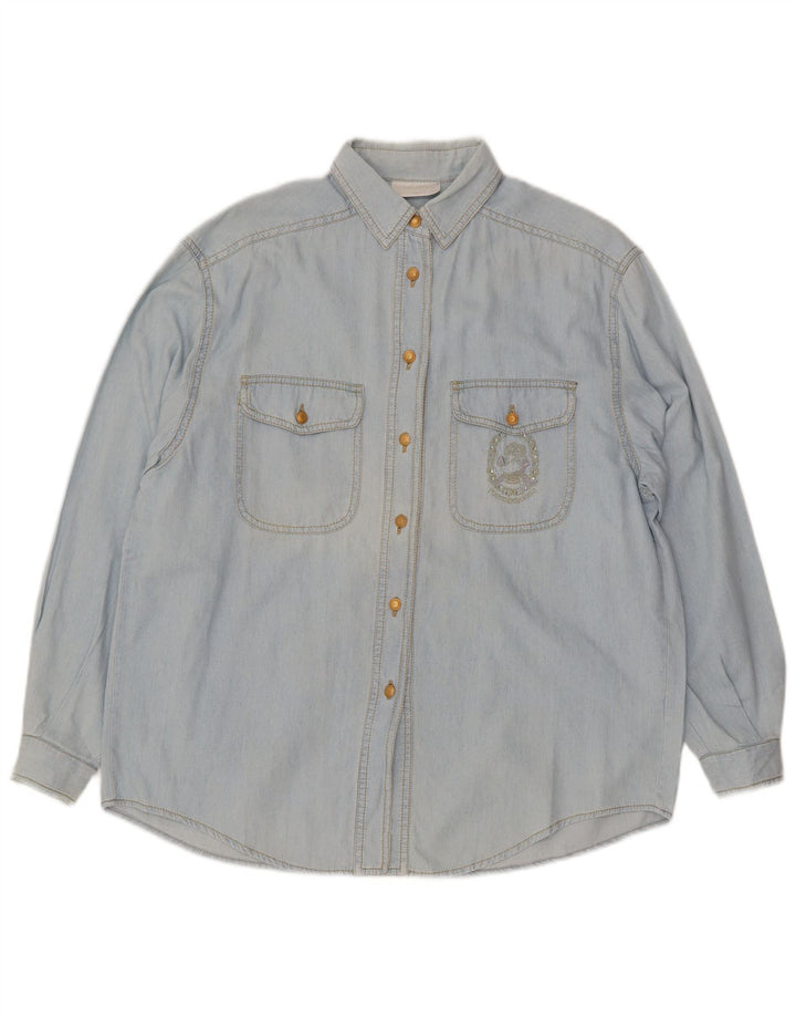 Damska koszula dżinsowa oversize Roccobarocco IT 42, średnia niebieska bawełna