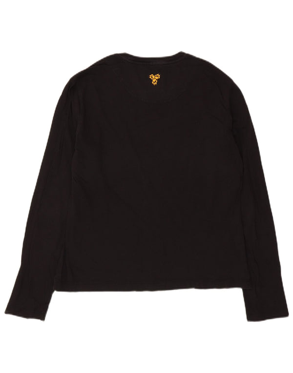 Damski top graficzny Jack Wolfskin z długim rękawem, UK 14/16, duży, czarny, bawełniany