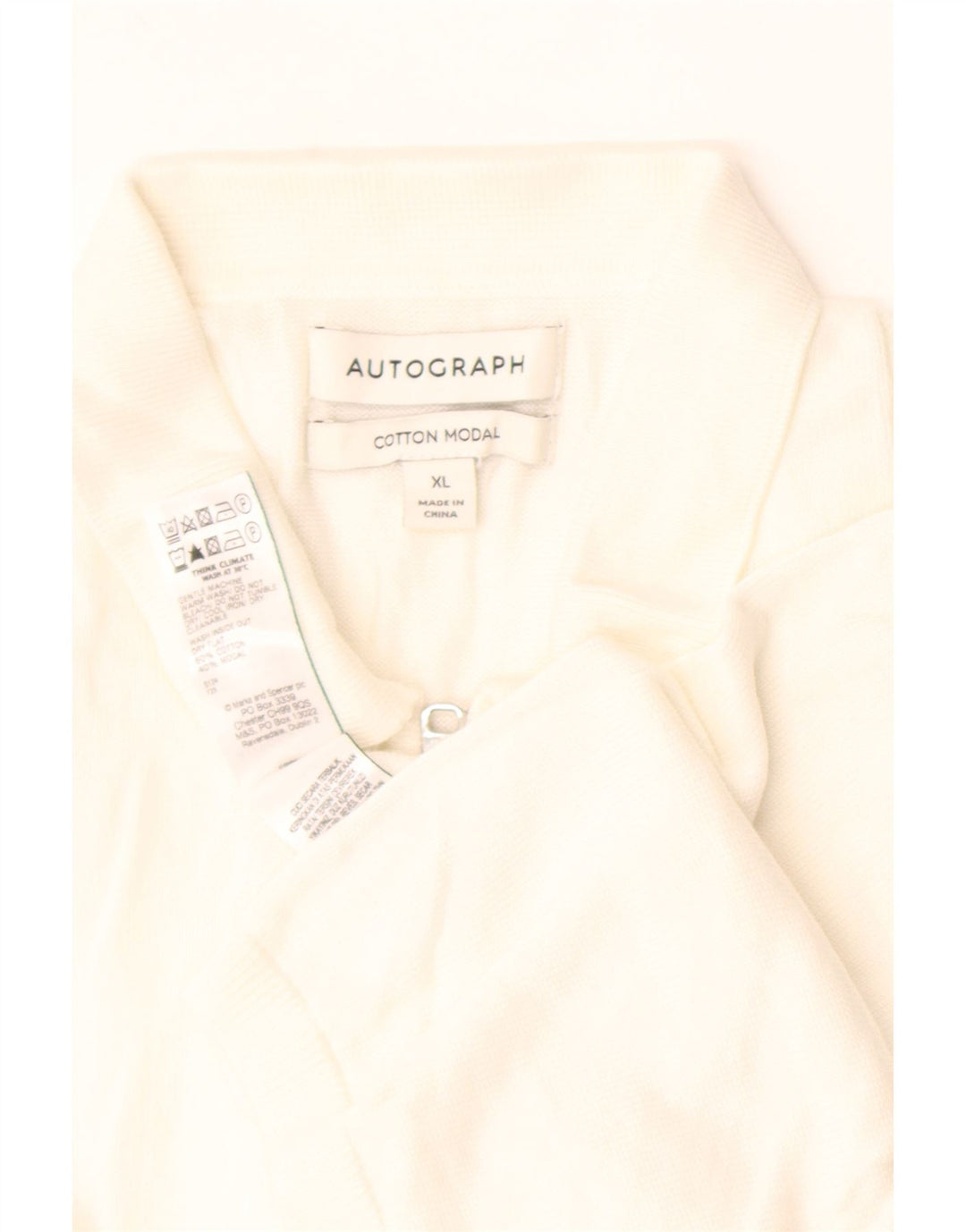 Marks & Spencer Męski sweter polo XL z autografem i dekoltem w kolorze białym