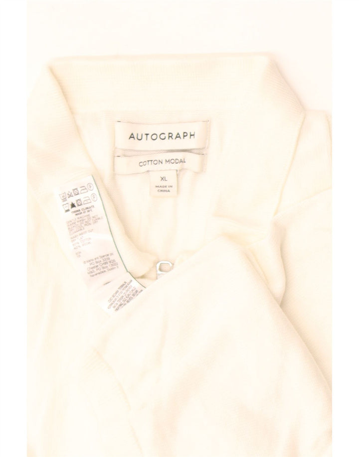 Marks & Spencer Męski sweter polo XL z autografem i dekoltem w kolorze białym