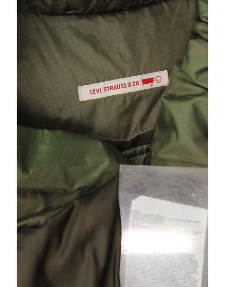 Damski ocieplany płaszcz Levi's UK 16, duży, zielony nylon