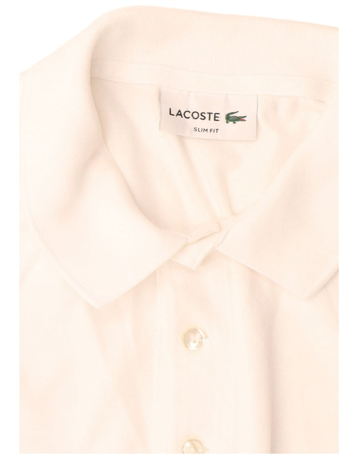 Męska koszulka polo Lacoste Slim Fit, średnia biała bawełna