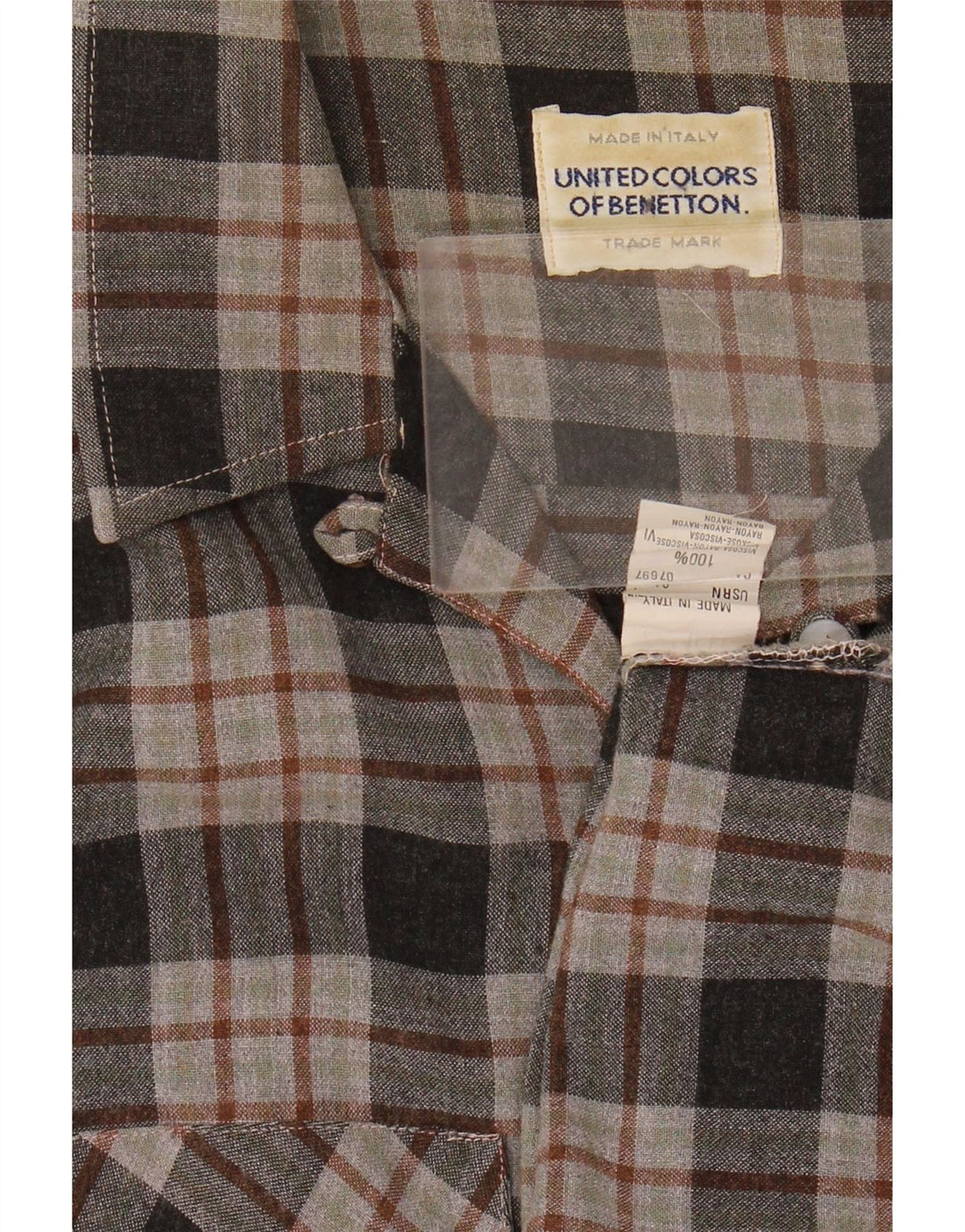 Damska koszula flanelowa Benetton UK 12 Średnioszara wiskoza w kratkę
