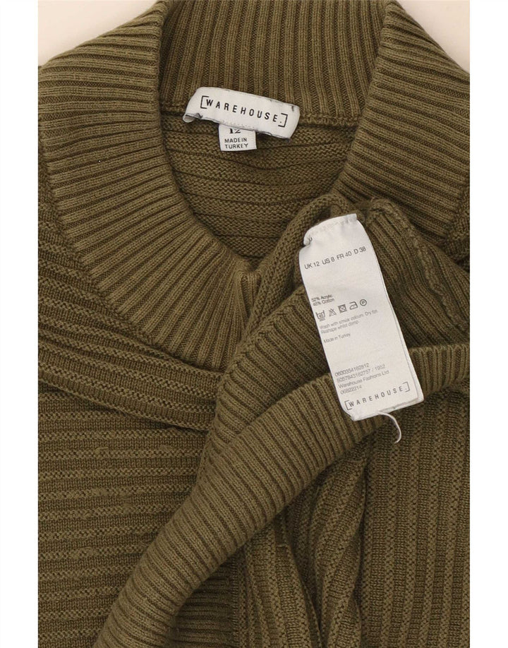 Damski sweter z golfem Warehouse UK 12 w średnie paski khaki