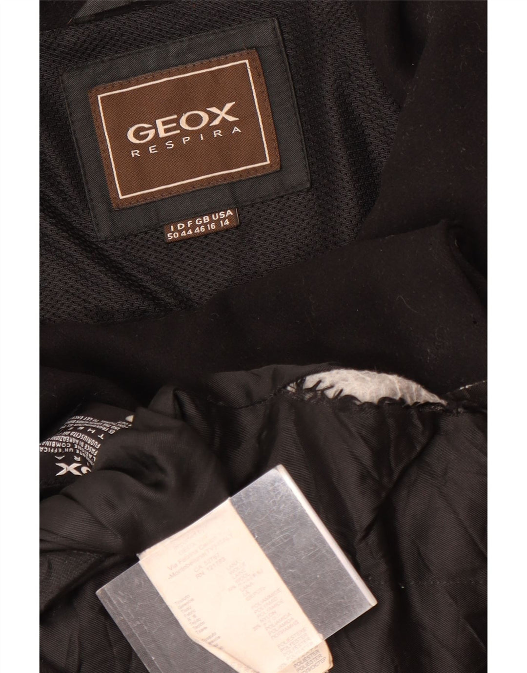 Płaszcz damski GEOX Respira UK 16, duży, czarny, wełniany