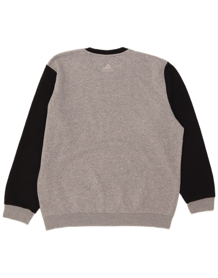Męska bluza Adidas z grafiką, duża, szara, z blokami kolorów