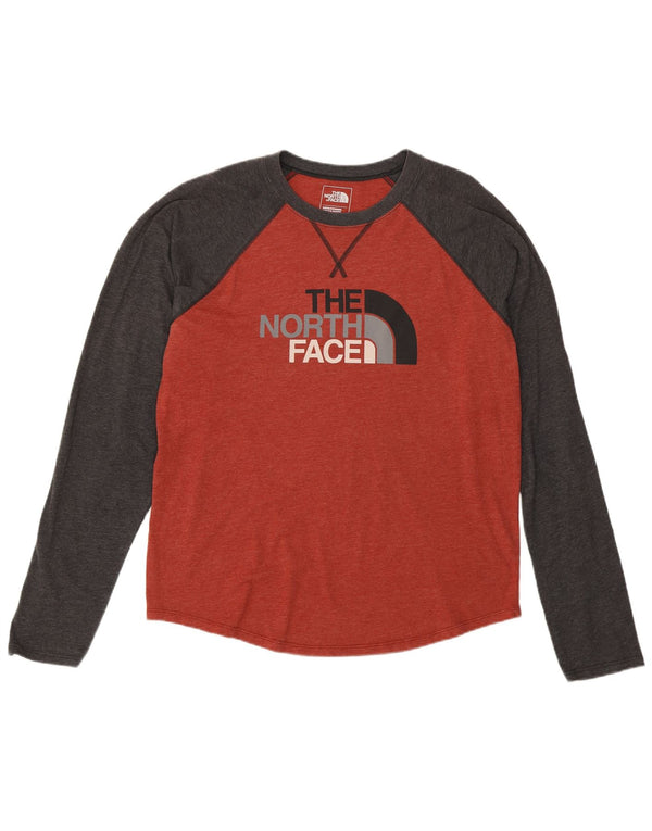 Męski top graficzny z długim rękawem The North Face, duży, czerwony, w bloki kolorów