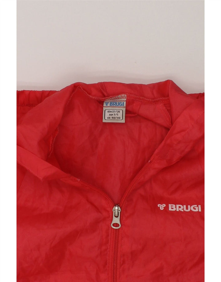 BRUGI Girls Hooded Rain Jacket 3-4 Years Red Polyester | Vintage Brugi | Thrift | Second-Hand Brugi | Used Clothing | Messina Hembry 