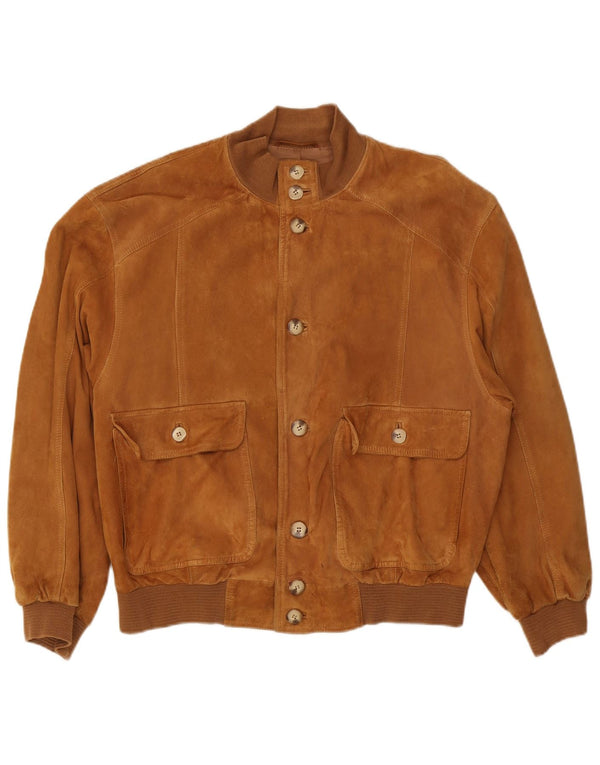 Vintage męska zamszowa kurtka bomber IT 50 duża brązowa skóra