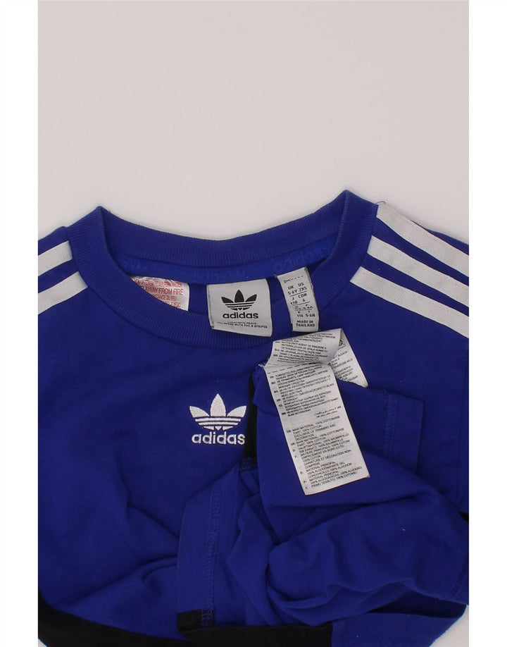 T-shirt chłopięcy ADIDAS, 5-6 lat, niebieska, bawełniana z blokami kolorów