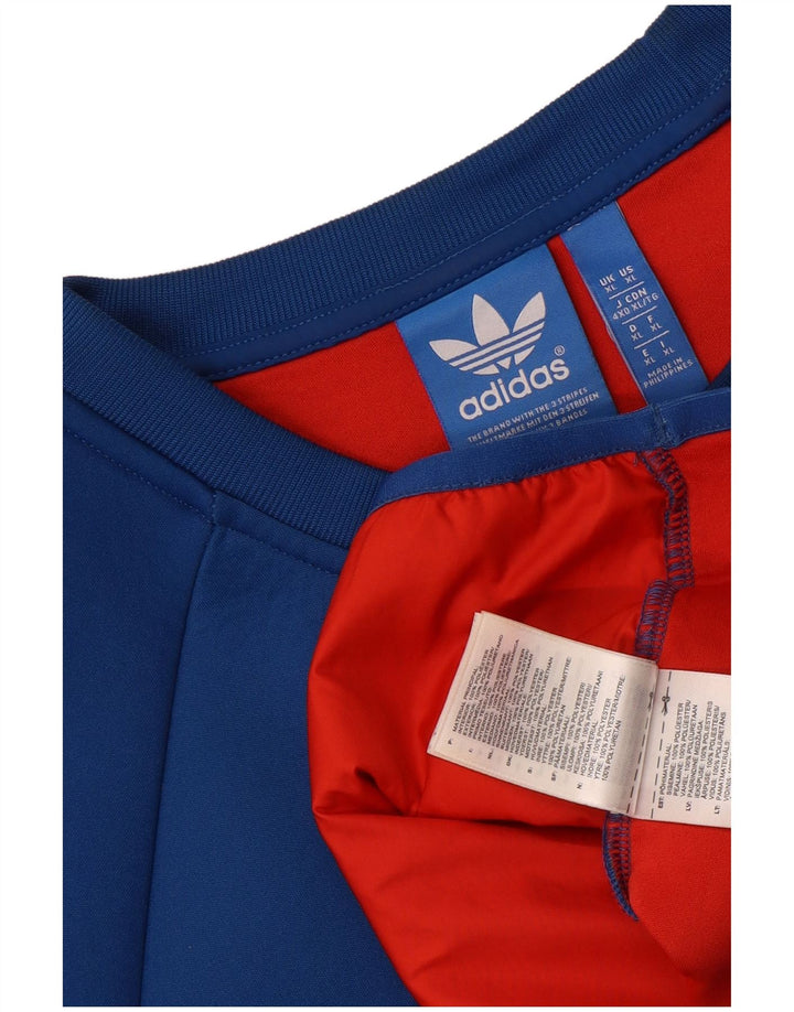 Męska bluza ADIDAS z grafiką, sweter XL, niebieski, poliester z blokami kolorów