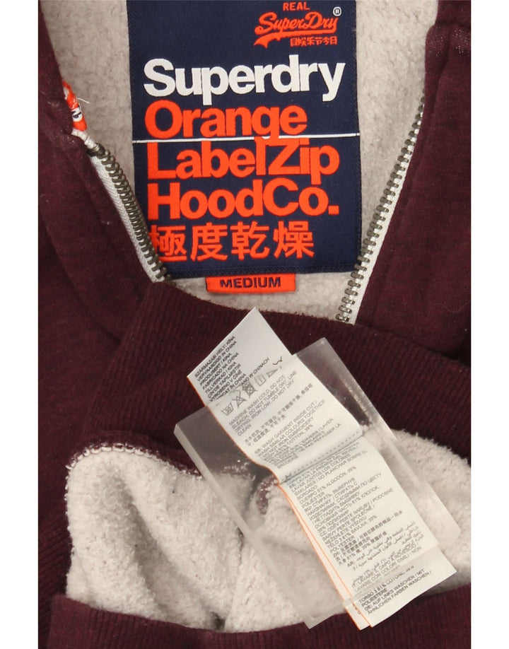 Męski sweter z kapturem i zamkiem Superdry, średnia, bordowa bawełna
