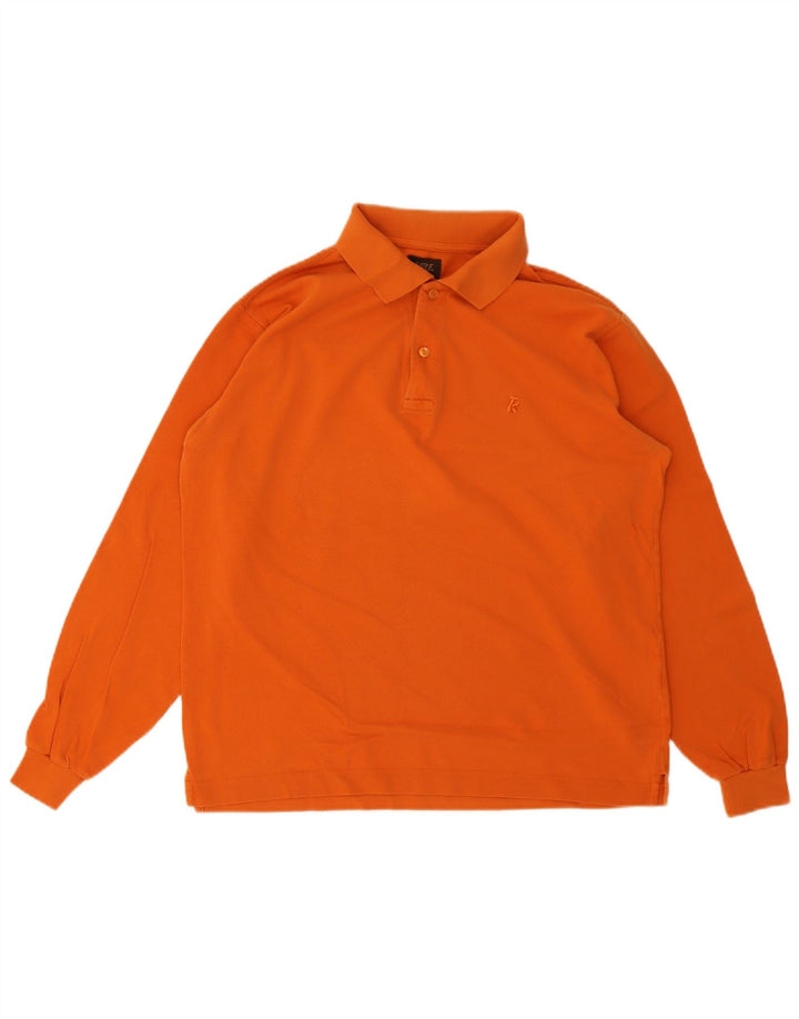 Męska koszulka polo Rifle z długim rękawem, średnia pomarańczowa, bawełniana