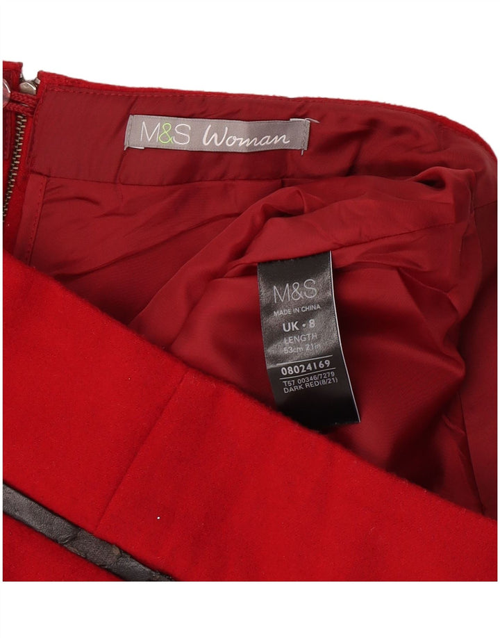 Marks & Spencer Damska prosta spódnica UK 8 Small W28 Czerwony poliester