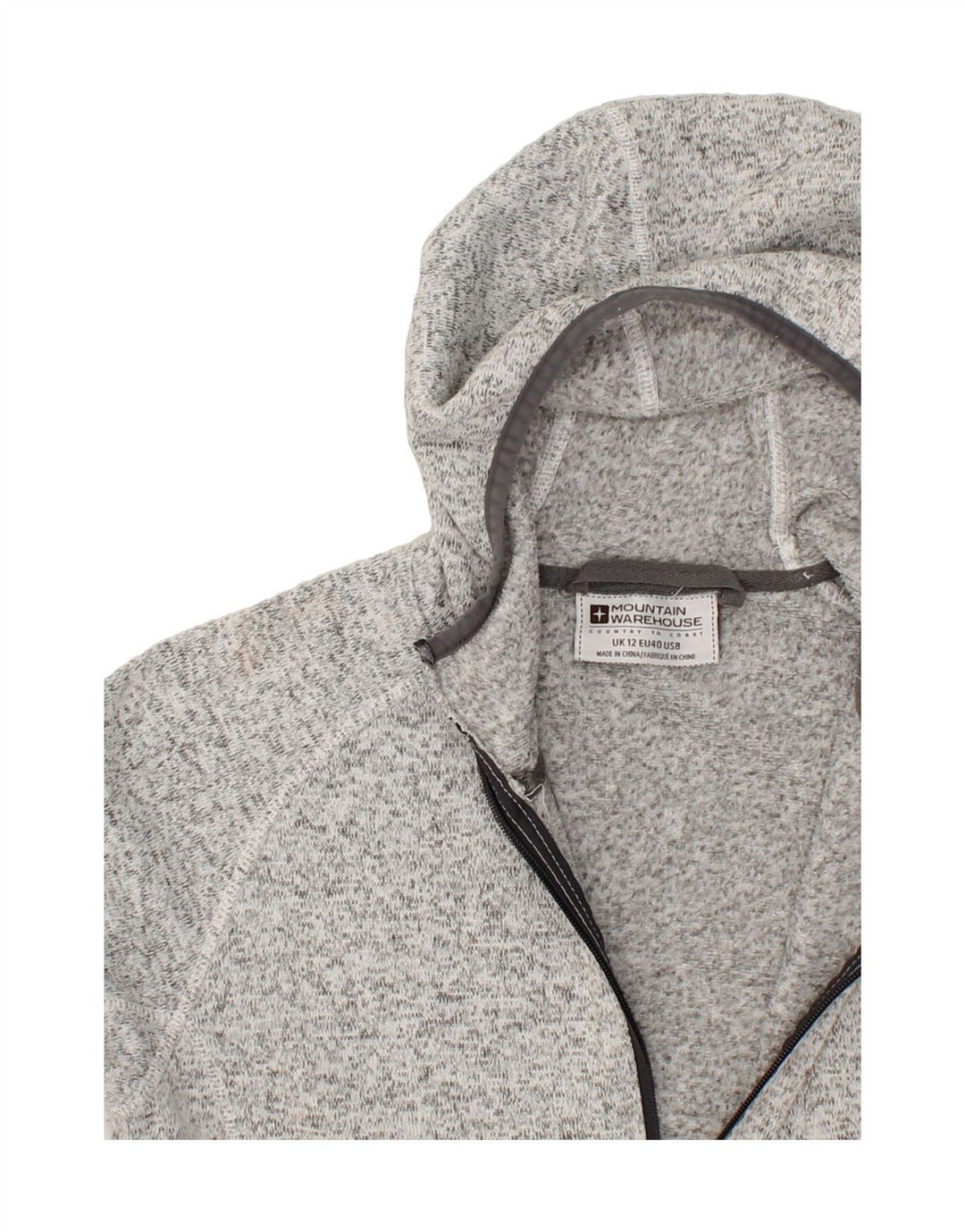 MOUNTAIN WAREHOUSE Womens Zip Hoodie Sweater UK 12 Medium  Grey Flecked Vintage Mountain Warehouse and Second-Hand Mountain Warehouse from Messina Hembry 