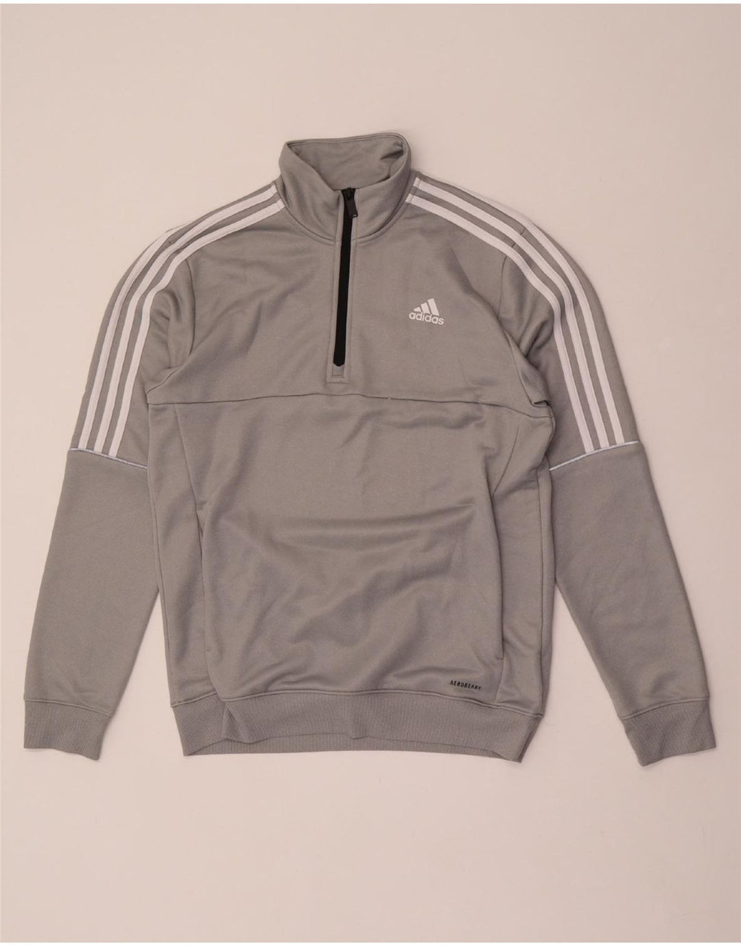 Męski sweter ADIDAS Aeroready z zamkiem błyskawicznym, średnioszary poliester