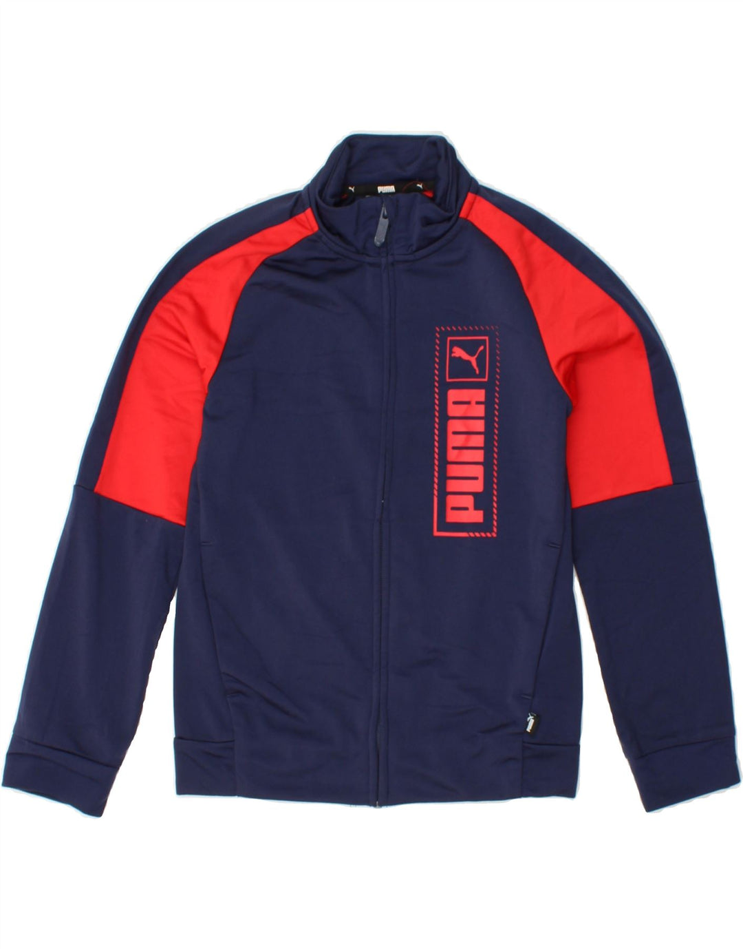 PUMA Boys Tracksuit Top Jacket 9-10 Years Medium Navy Blue Colourblock Vintage Puma and Second-Hand Puma from Messina Hembry 